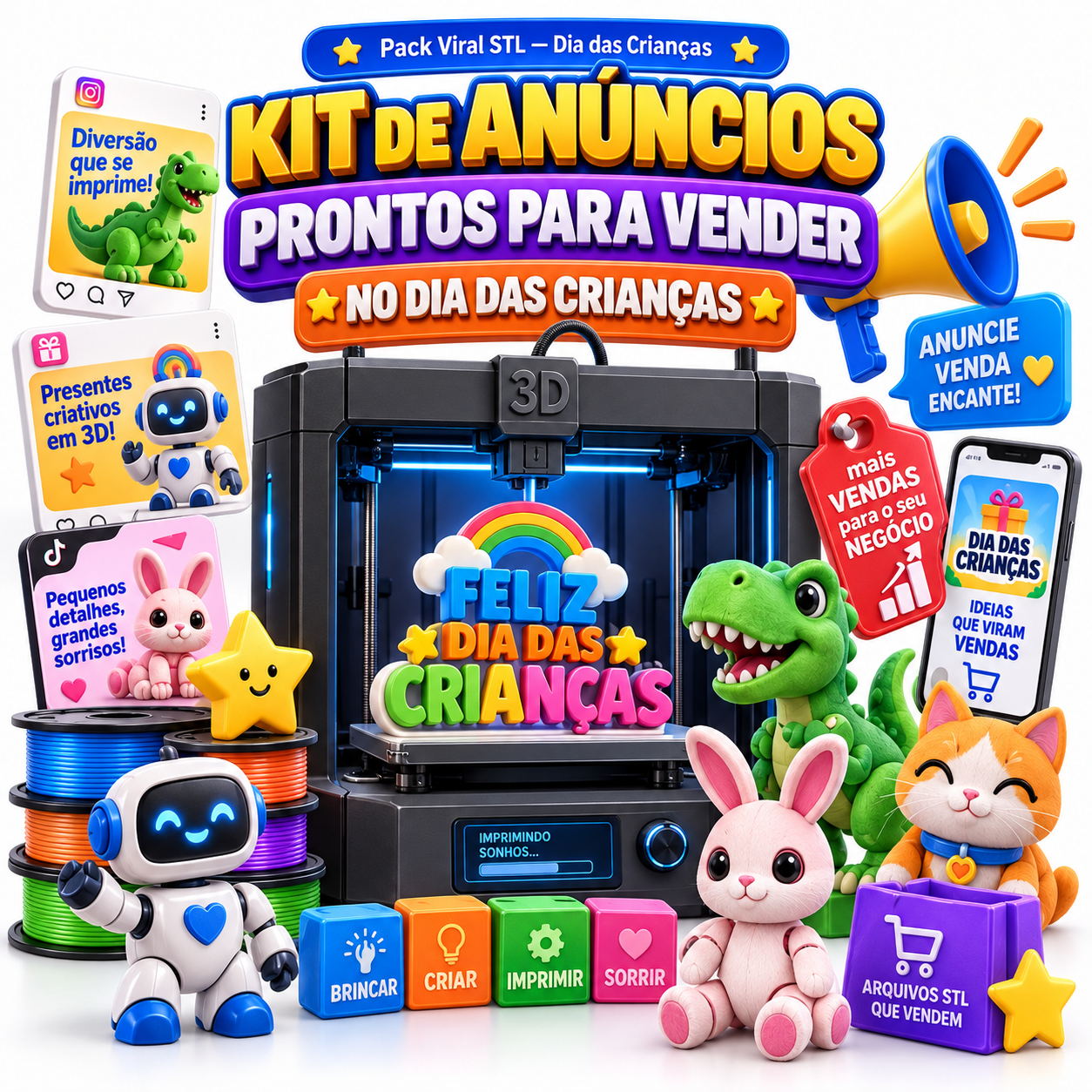 Kit de Anúncios Prontos para Vender no Dia das Crianças
