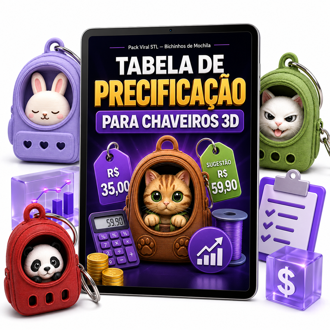 Tabela de Precificação para Chaveiros 3D