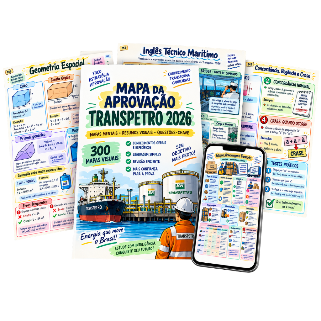 Mockup do Pacote Completo Mapa da Aprovação Transpetro 2026