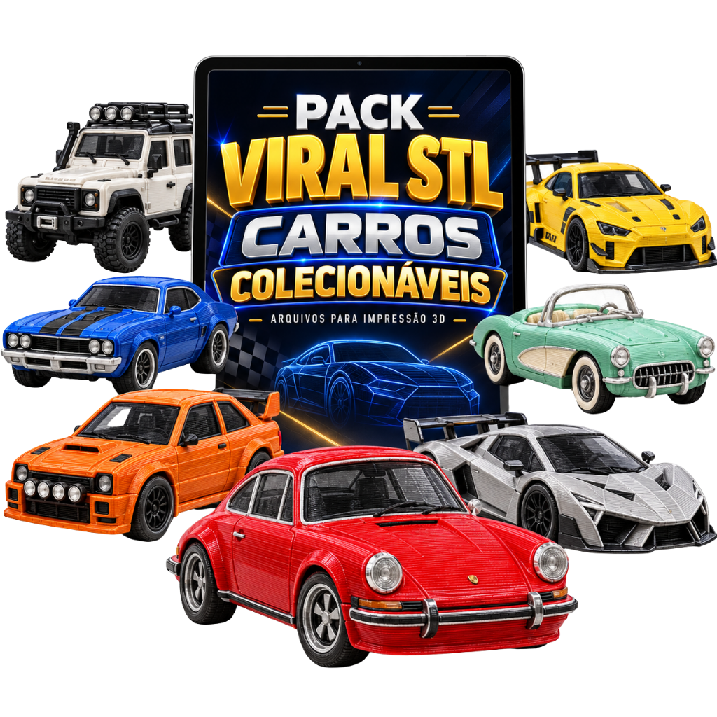 100 Arquivos STL de Carros Colecionáveis para Impressão 3D