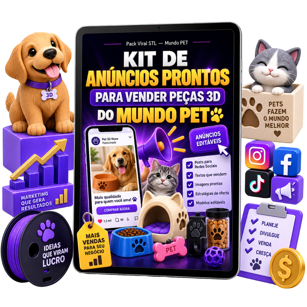 Kit de Anúncios Prontos para Vender Peças 3D do Mundo PET